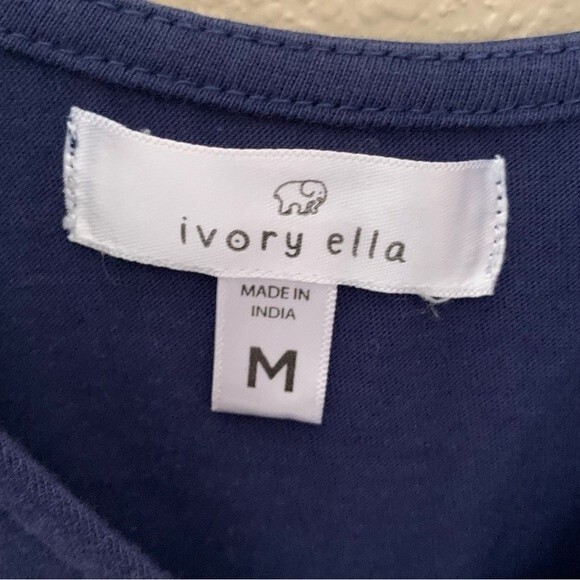 Ivory Ella Blue Sleeveless V-Neck Romper with Elastic Waist and Tie - Size Med - Picture 4 of 7